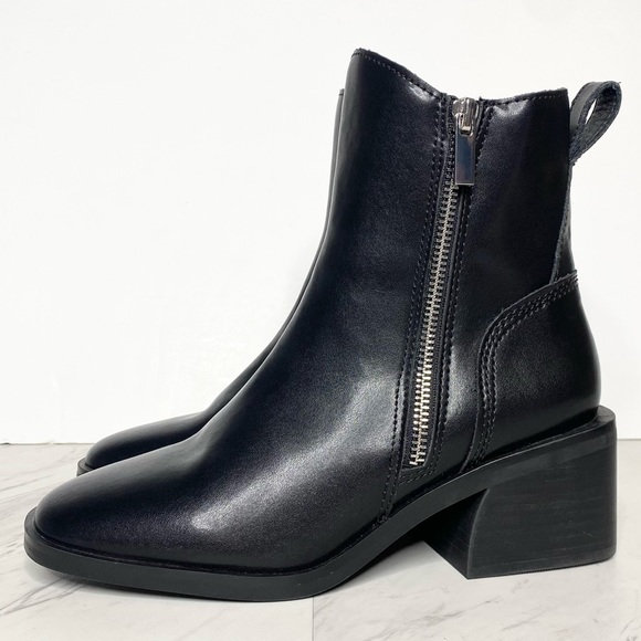 Steve Madden Ruthy Black Square Toe Heeled Bootie 6 1/2 M - Picture 1 of 15